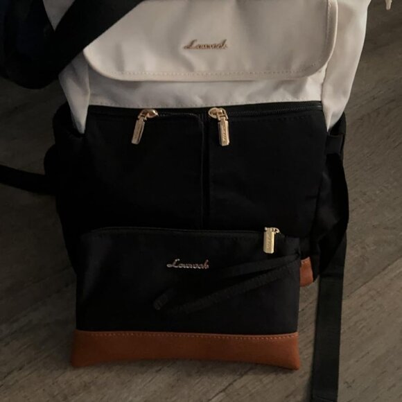 2pcs Set Black-Cream Convertible Mini Backpack Purse for Women & Teen Girls - Picture 9 of 9